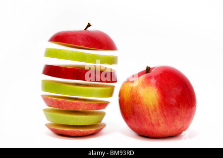 Flying apple on white background Stock Photo