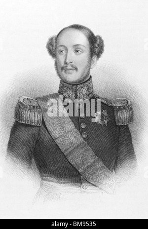 Ferdinand Philippe, Duke of Orleans on engraving from the 1800s. Eldest son of the future king Louis-Philippe of France. Stock Photo