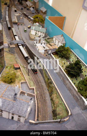 UK, Cornwall, Launceston, Lawrence House Museum, scale model of the Southern Railway Station in 1930s Stock Photo