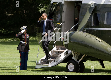 President Barack Obama arrives at the White House. Stock Photo