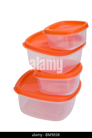 Close-up of a stack of plastic containers Stock Photo