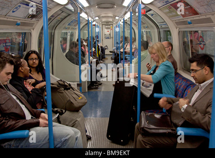 Old Victoria line Train Interior - London Underground (withdrawn stock) Stock Photo