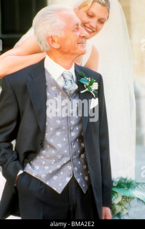 Bride and her grandfather. Stock Photo