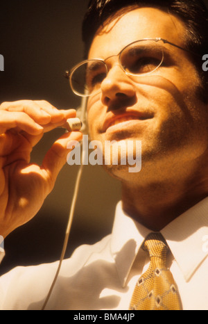 Business man with telephone headset. Stock Photo