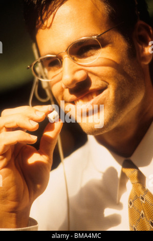 Business man with telephone headset. Stock Photo