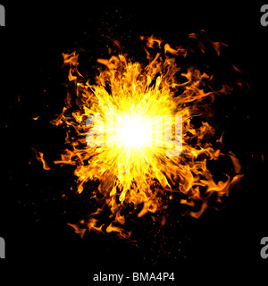 Fireball. Isolated on black background. Stock Photo