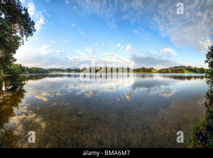 Alps lake at the morning. HDR panorama. Stock Photo
