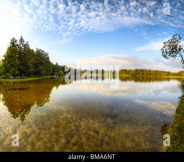 Alps lake at the morning. HDR panorama. Stock Photo