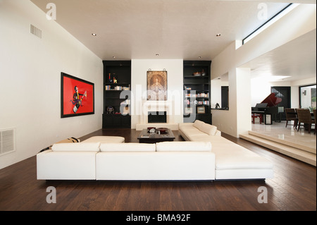 White seating in spacious luxury apartment Stock Photo