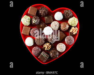 Chocolates in heart shape Stock Photo