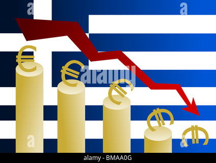 Greek economical crisis - falling euro Stock Photo
