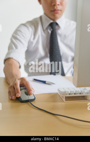 Businessman Working on Computer Stock Photo
