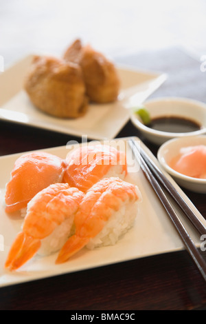 Sushi with Chopsticks Stock Photo