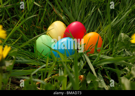 Easter Eggs in Grass Stock Photo