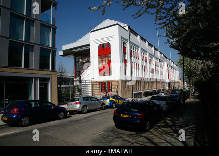 East Stand of the old Arsenal Football Stadium (now converted into Highbury Square residential development) Highbury, London, UK Stock Photo