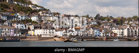 UK, England, Devon, Dartmouth, Lower Ferry crossing River Dart, panoramic view Stock Photo
