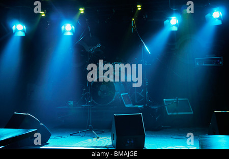 Empty stage under spot lights Stock Photo