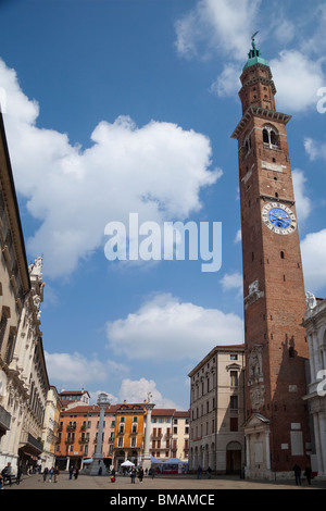 Tower of Basilica Palladiana in Piazza dei Signori Vicenza Veneto Italy Stock Photo