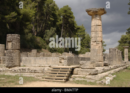 Temple of Hera (Heraion). Doric style. Sanctuary of Olympia. Ilia Province. Peloponnese region. Greece. Stock Photo