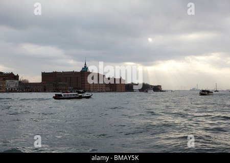 Light breaking through the clouds in Venice, Italy Stock Photo