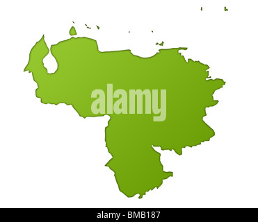 Venezuela map in gradient green, isolated on white background. Stock Photo