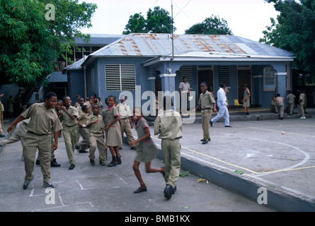 Kingston Jamaica Primary School Children In Playground Stock Photo