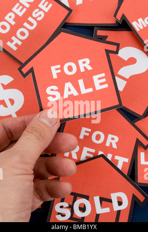 red home sign, Real Estate business Concept Stock Photo