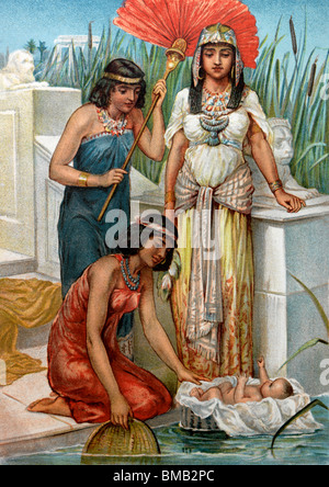 Baby Moses Found By The Pharaoh's Daughter In The Bullrushes Stock Photo