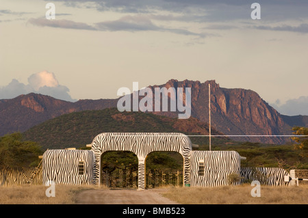 entrance gate to Samburu and Buffalo Springs National Reserve, Kenya Stock Photo