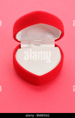 Red Heart Shaped Jewel Box close up Stock Photo