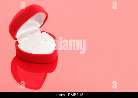 Red Heart Shaped Jewel Box close up Stock Photo