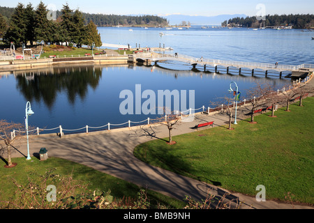Georgia Park,  Swy-a-lana lagoon and the waterfront promenade at Nanamio Harbour, Vancouver Island British Columbia, Canada Stock Photo