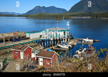 Marine supply building on dock at Tofino, Vancouver Island, British Columbia, Canada