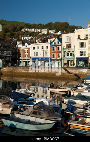 UK, England, Devon, Dartmouth, historic buildings overlooking the Boat Float Stock Photo