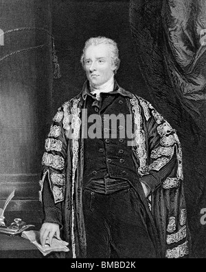 Vintage portrait engraving print of William Pitt The Younger (1759 - 1806) - British Prime Minister 1783 - 1801 & 1804 - 1806. Stock Photo