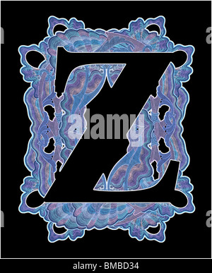 Luxuriously illustrated old capital letter Z. Stock Photo