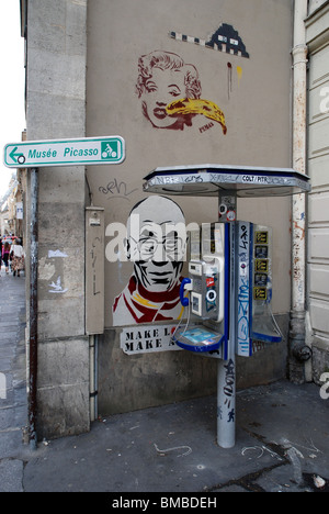 Graffiti in a corner of the Marais district of Paris, France. Stock Photo