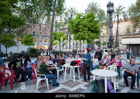 Neighbors from San Bernardo quarter protesting against real estate speculation in front of Seville's City Hall, Spain Stock Photo