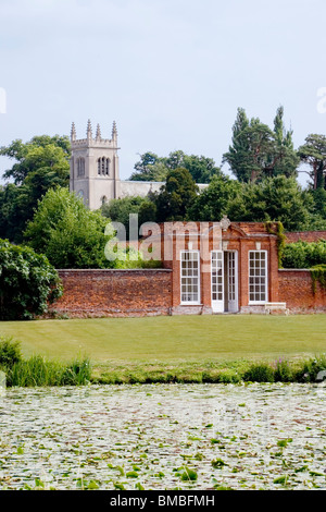 Summerhouse and St Mary's Church, Ickworth, Suffolk, England Stock Photo