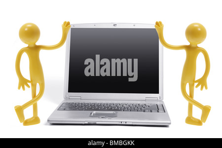 Miniature Rubber Figures with Computer Stock Photo