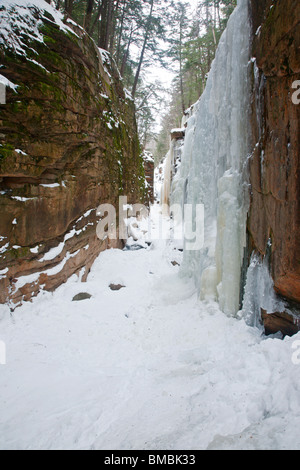 Franconia Notch State Park - Flume Gorge during the winter months in Lincoln, New Hampshire USA Stock Photo