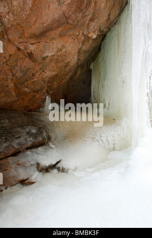 Franconia Notch State Park - Flume Gorge during the winter months in Lincoln, New Hampshire USA Stock Photo