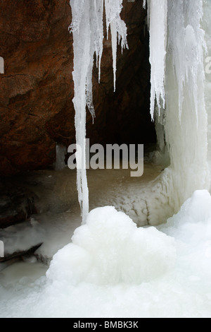 Franconia Notch State Park - Flume Gorge during the winter months in Lincoln, New Hampshire USA Stock Photo