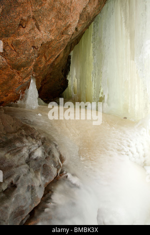 Franconia Notch State Park - Flume Gorge during the winter months in Lincoln, New Hampshire USA Stock Photo