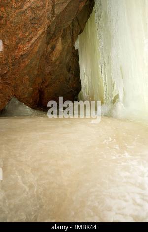 Franconia Notch State Park - Flume Gorge during the winter months in Lincoln, New Hampshire USA Stock Photo