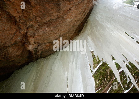 Franconia Notch State Park - Flume Gorge during the winter months in Lincoln, New Hampshire USA Stock Photo