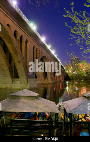 A night view of Key Bridge over the Potomac River in Washington DC Stock Photo