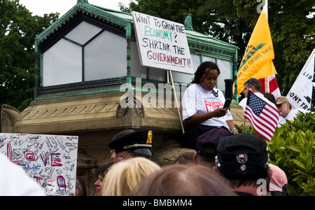 An African American woman at a Tea Party Rally in Washington DC. Stock Photo