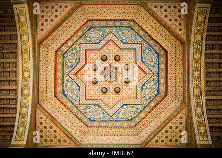Ceiling detail , El Bahia Palace , Marrakesh , Morocco , North Africa Stock Photo