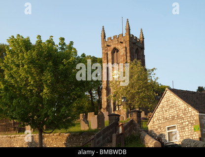 Dusk at the parish church of St Giles in the village of Hartington, Derbyshire England UK Stock Photo